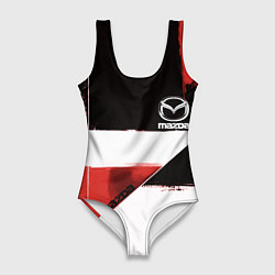 Купальник-боди 3D женский Mazda логотип, цвет: 3D-принт