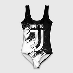 Купальник-боди 3D женский Juventus черно белые краски, цвет: 3D-принт