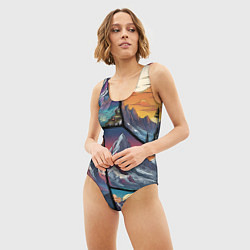 Купальник-боди 3D женский Горы в стиле фэнтези, цвет: 3D-принт — фото 2