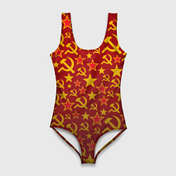 Купальник-боди 3D женский Серп и молот паттерн, цвет: 3D-принт