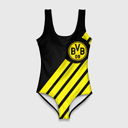 Купальник-боди 3D женский Borussia geometry yellow, цвет: 3D-принт