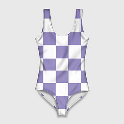 Купальник-боди 3D женский Квадраты фиолетовые, цвет: 3D-принт
