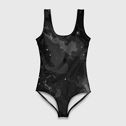 Купальник-боди 3D женский Угольный серый простой абстрактный, цвет: 3D-принт