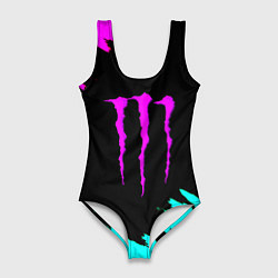 Купальник-боди 3D женский Monster energy неон краски, цвет: 3D-принт