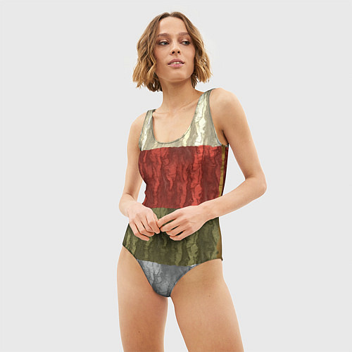 Женский купальник-боди Цветной узор абстрактная графика / 3D-принт – фото 3