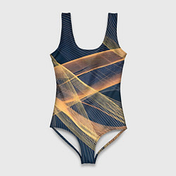 Купальник-боди 3D женский Световые волны, цвет: 3D-принт