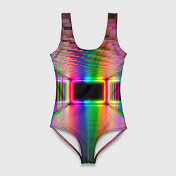 Купальник-боди 3D женский Неоновая галерея, цвет: 3D-принт