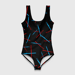 Купальник-боди 3D женский Паттерн из световых мечей, цвет: 3D-принт