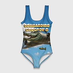 Купальник-боди 3D женский Bombardino Crocodillo мем, цвет: 3D-принт