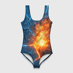 Купальник-боди 3D женский Взрыв из объемных плит, цвет: 3D-принт