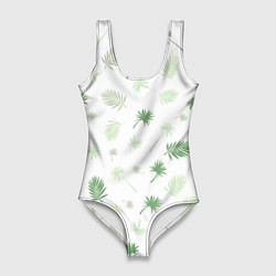 Купальник-боди 3D женский Текстура белой гавайской рубашки, цвет: 3D-принт