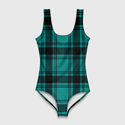 Купальник-боди 3D женский Checkered dark blue, цвет: 3D-принт