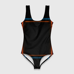 Купальник-боди 3D женский Neon black red blue, цвет: 3D-принт
