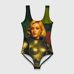 Купальник-боди 3D женский Ретрофутуризм девушка в скафандре, цвет: 3D-принт