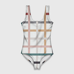 Купальник-боди 3D женский Плетенка пастельная, цвет: 3D-принт