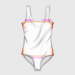 Купальник-боди 3D женский Neon white orange pink, цвет: 3D-принт