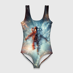 Купальник-боди 3D женский Космонавт в космической туманности, цвет: 3D-принт