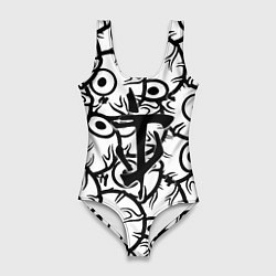 Купальник-боди 3D женский Doom глаза монстра, цвет: 3D-принт