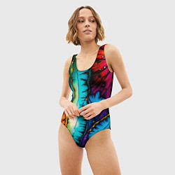 Купальник-боди 3D женский Разноцветный узор, цвет: 3D-принт — фото 2