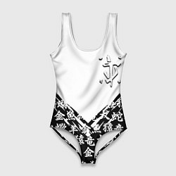 Купальник-боди 3D женский Doom японские символы, цвет: 3D-принт