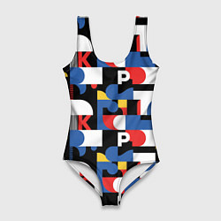 Купальник-боди 3D женский Геометрия букв, цвет: 3D-принт