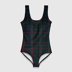 Женский купальник-боди Color dark cage red stripes