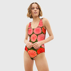 Купальник-боди 3D женский Цветочная поляна паттерн, цвет: 3D-принт — фото 2