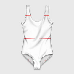 Купальник-боди 3D женский Color white red stripes, цвет: 3D-принт
