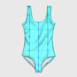 Купальник-боди 3D женский Сolor blue line, цвет: 3D-принт