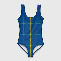 Купальник-боди 3D женский Color blue yellow cross, цвет: 3D-принт