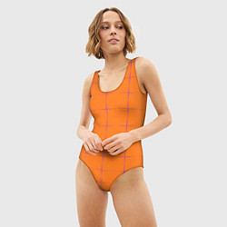 Купальник-боди 3D женский Color orange stripe, цвет: 3D-принт — фото 2
