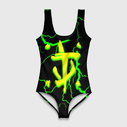 Купальник-боди 3D женский Doom кислотный шторм молнии, цвет: 3D-принт