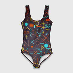 Купальник-боди 3D женский Different shapes of geometry, цвет: 3D-принт