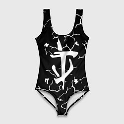 Купальник-боди 3D женский Doom трещины текстура, цвет: 3D-принт