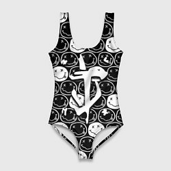 Купальник-боди 3D женский Doom x nirvana pattern, цвет: 3D-принт