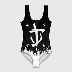 Купальник-боди 3D женский Doom winter wild, цвет: 3D-принт