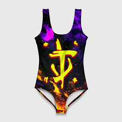 Купальник-боди 3D женский Doom огненный стиль, цвет: 3D-принт
