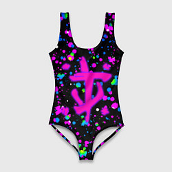 Купальник-боди 3D женский Doom цветные краски, цвет: 3D-принт