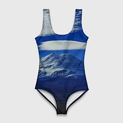 Купальник-боди 3D женский Эльбрус с облаками, цвет: 3D-принт