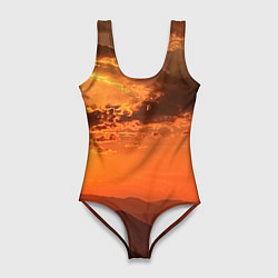 Купальник-боди 3D женский Закат на перевале актопрак, цвет: 3D-принт