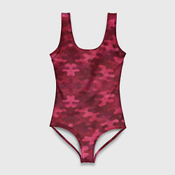 Женский купальник-боди Малиновый комуфляж