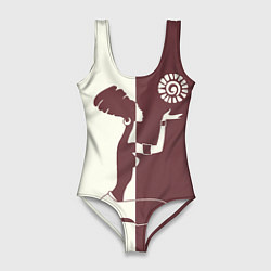 Купальник-боди 3D женский Силуэт африканки, цвет: 3D-принт