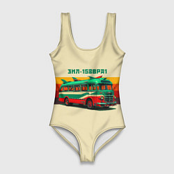 Купальник-боди 3D женский Ретро автобус ЗИЛ поп-арт, цвет: 3D-принт