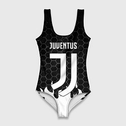 Купальник-боди 3D женский Juventus соты огонь, цвет: 3D-принт