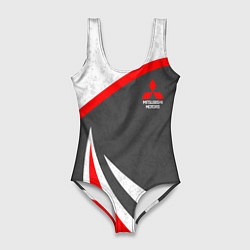 Купальник-боди 3D женский Mitsubishi - красный и серый, цвет: 3D-принт