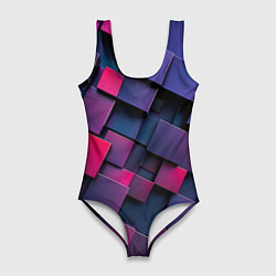 Купальник-боди 3D женский Неоновые квадраты, цвет: 3D-принт
