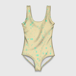 Купальник-боди 3D женский Color beige turquoise, цвет: 3D-принт