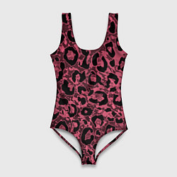 Купальник-боди 3D женский Тёмный пыльно-розовый стилизация под леопарда, цвет: 3D-принт