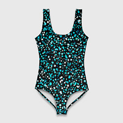 Купальник-боди 3D женский Голубые неоновые крапинки, цвет: 3D-принт