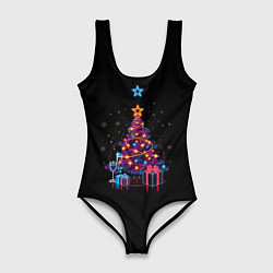 Купальник-боди 3D женский Christmas gifts, цвет: 3D-принт